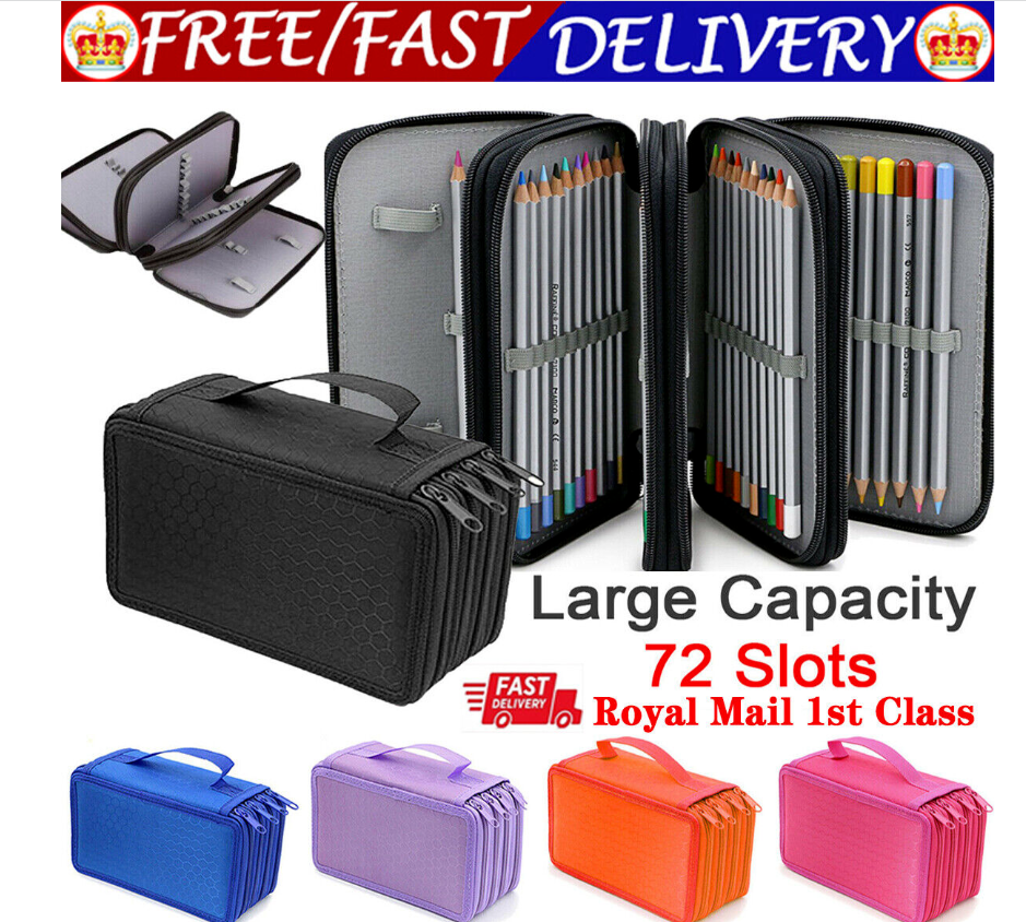 Large Multi-layer Capacity Zipper Pen Pencil Cases Stationery Pouch Bag Case UK