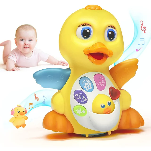 HANMUN Baby Toys Baby Musical Learning Toy Dancing Walking Duck Toy with Music and Lights, Infant Light Up Toys, Yellow Animal Toys, Newborn Gift Development Toy for 0 6 12 Months